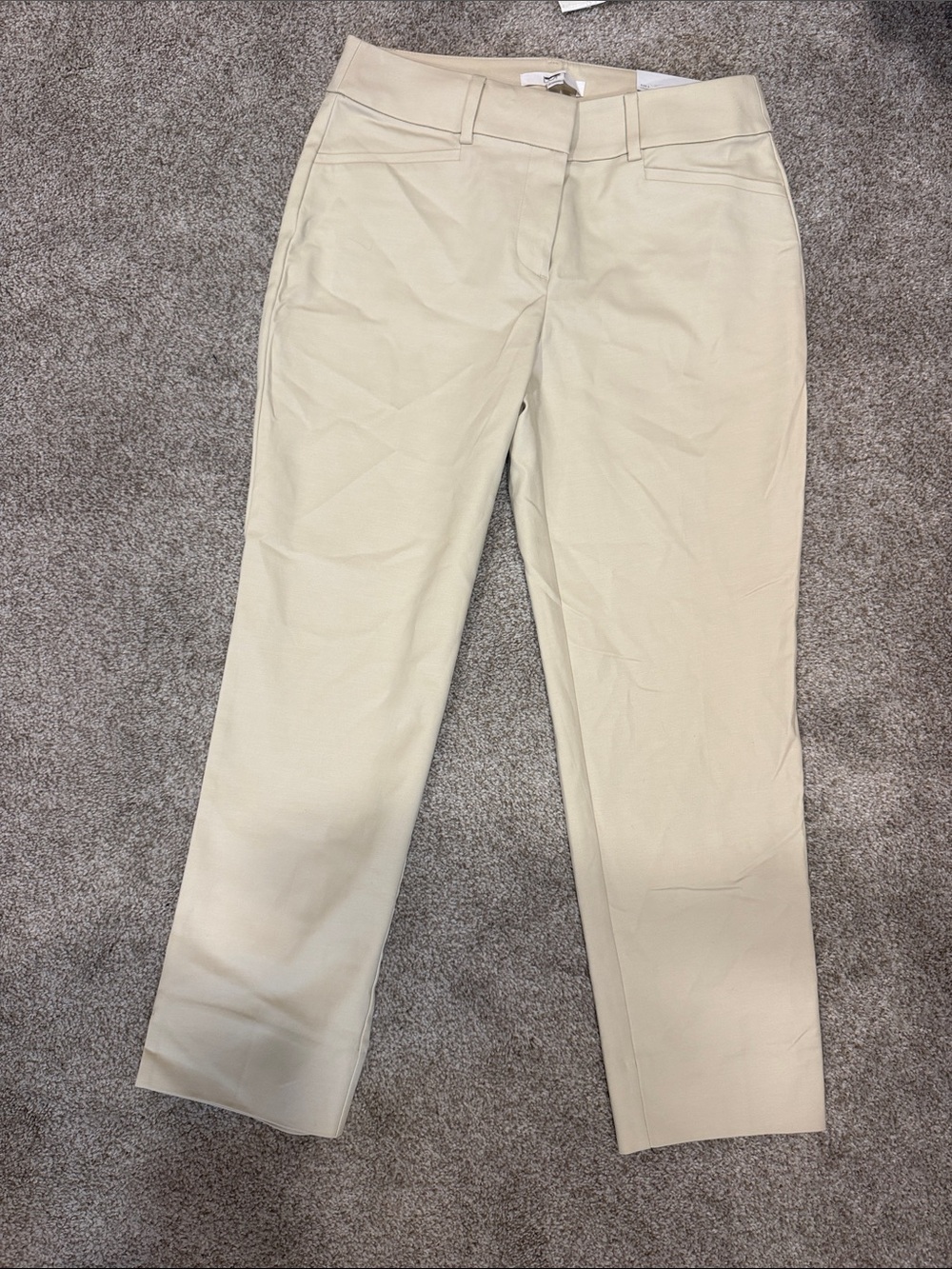 LOFT Beige Straight-Leg Dress Trousers cropped curvy the riviera pant